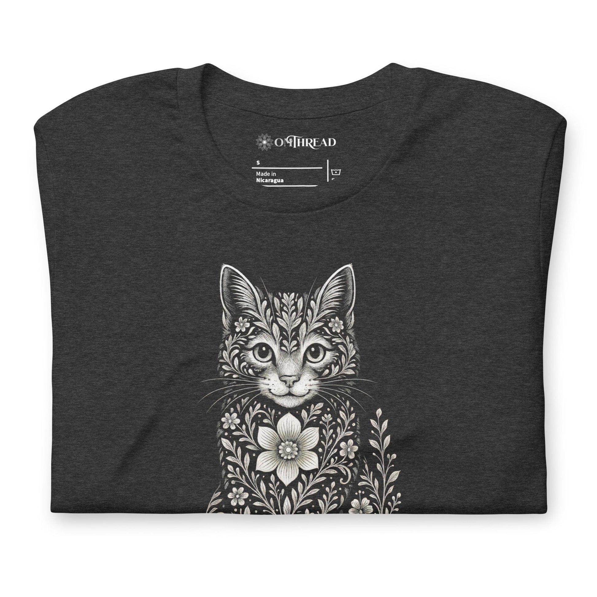 OMTHREAD Flower Child Cat Shirt Hippie Floral Cat Design