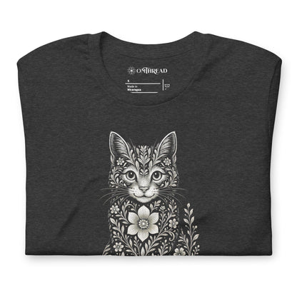 OMTHREAD Flower Child Cat Shirt Hippie Floral Cat Design
