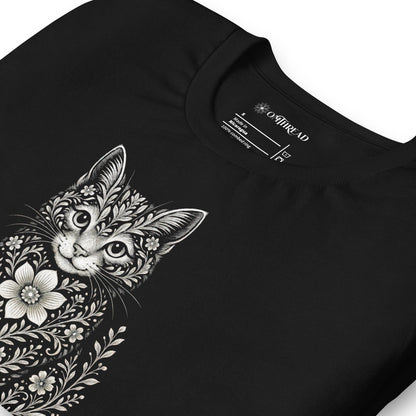 OMTHREAD Flower Child Cat Shirt Hippie Floral Cat Design