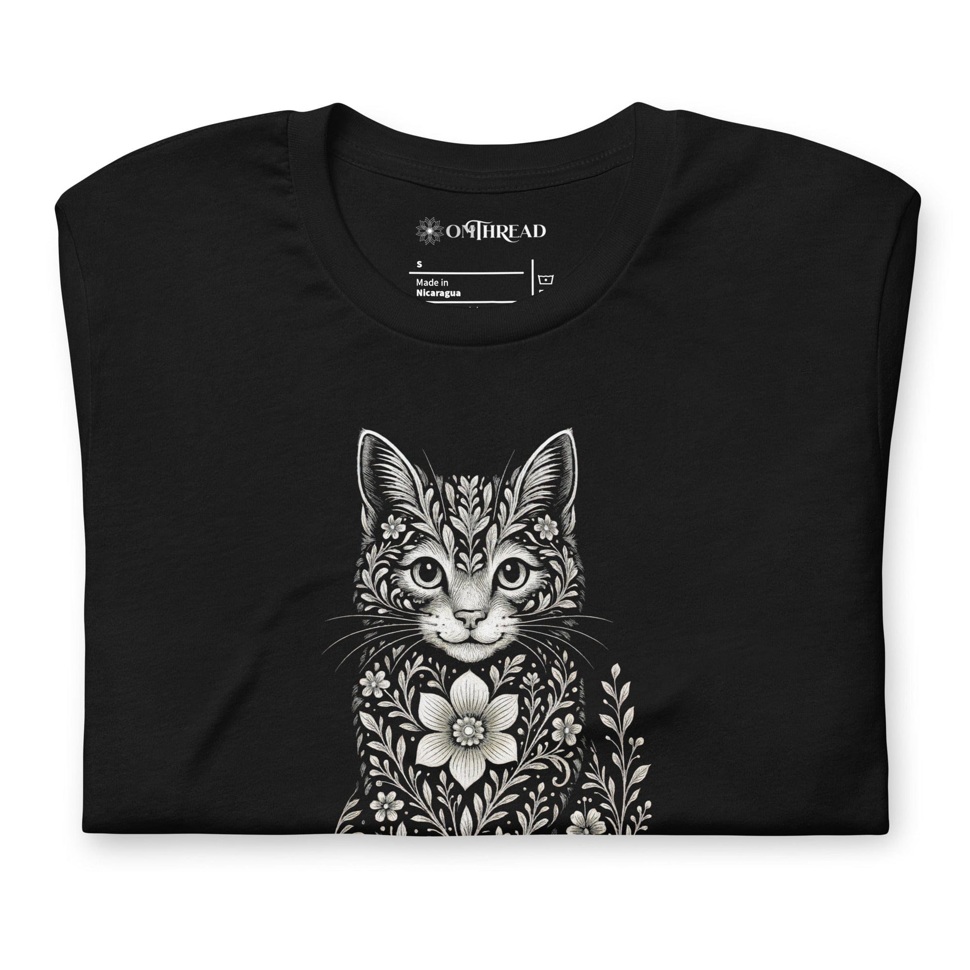 OMTHREAD Flower Child Cat Shirt Hippie Floral Cat Design