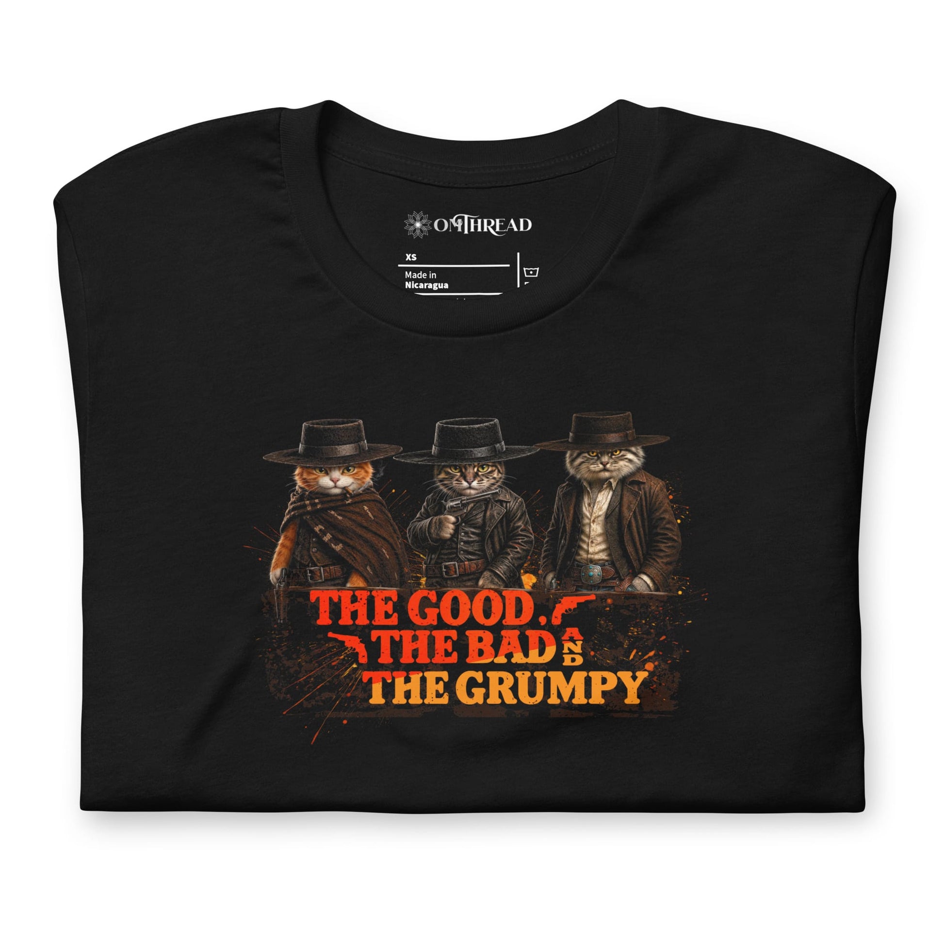 OMTHREAD Funny Cat Shirt Cowboy Cat Western Grumpy Cat Tee
