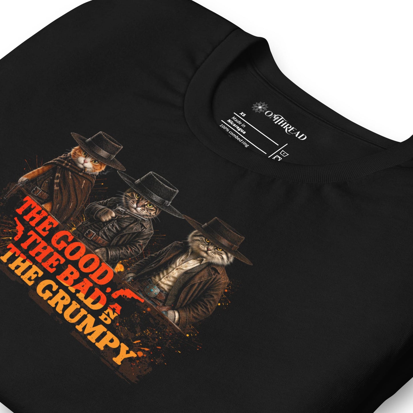 OMTHREAD Funny Cat Shirt Cowboy Cat Western Grumpy Cat Tee