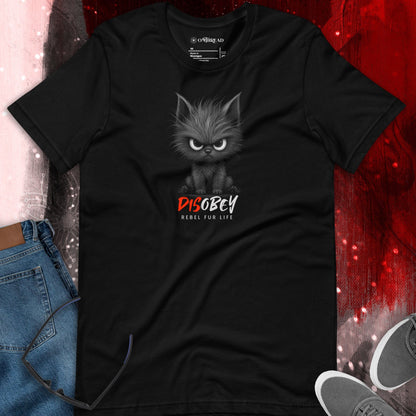 OMTHREAD Funny Disobey Cat T-Shirt Rebel Fur Life Grumpy Cat Vibe