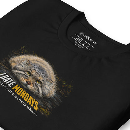 OMTHREAD Funny I Hate Mondays Pallas Cat T-Shirt Grumpy Manul Mood