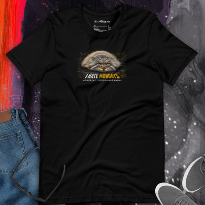 OMTHREAD Funny I Hate Mondays Pallas Cat T-Shirt Grumpy Manul Mood