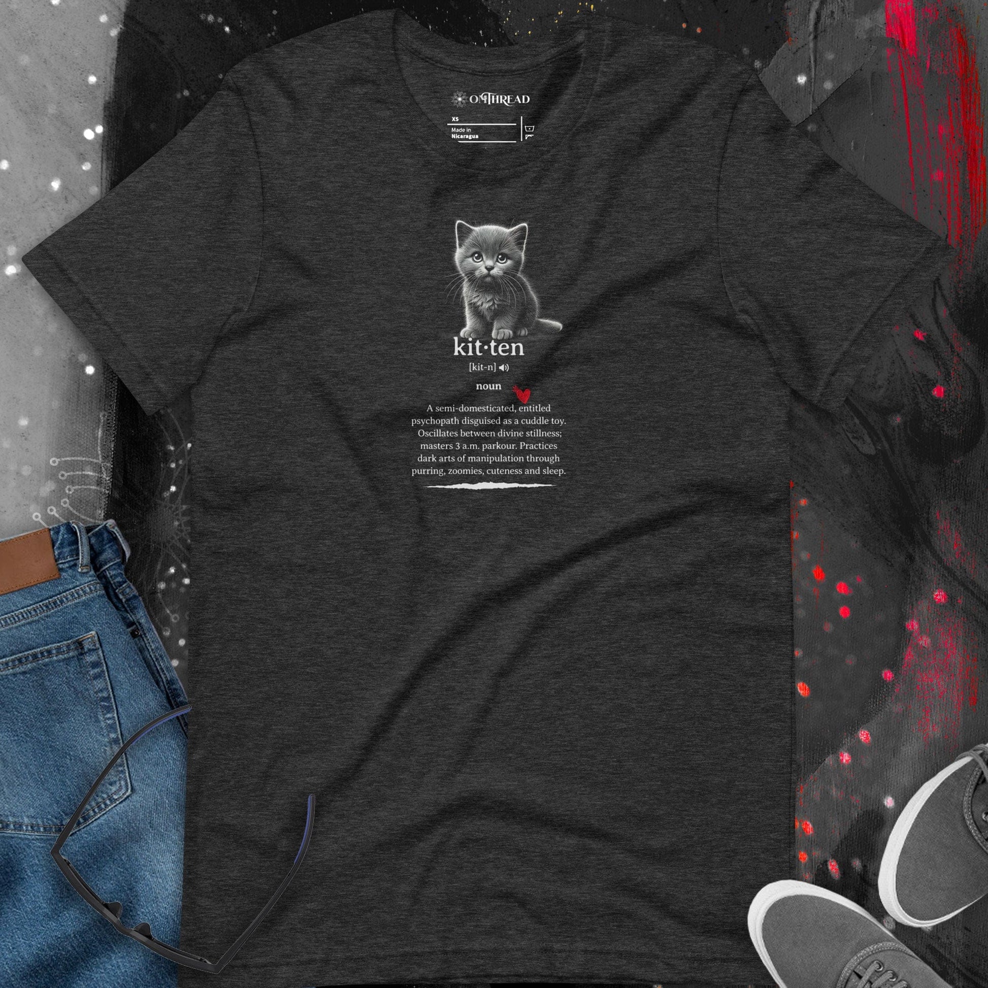 OMTHREAD Funny Kitten Definition T-Shirt Cat Dictionary Zoomies Humor