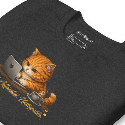 OMTHREAD Funny Orange Cat Coffee T-Shirt for Cat Lovers