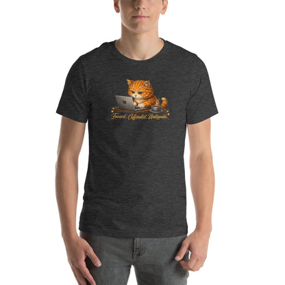 OMTHREAD Funny Orange Cat Coffee T-Shirt for Cat Lovers