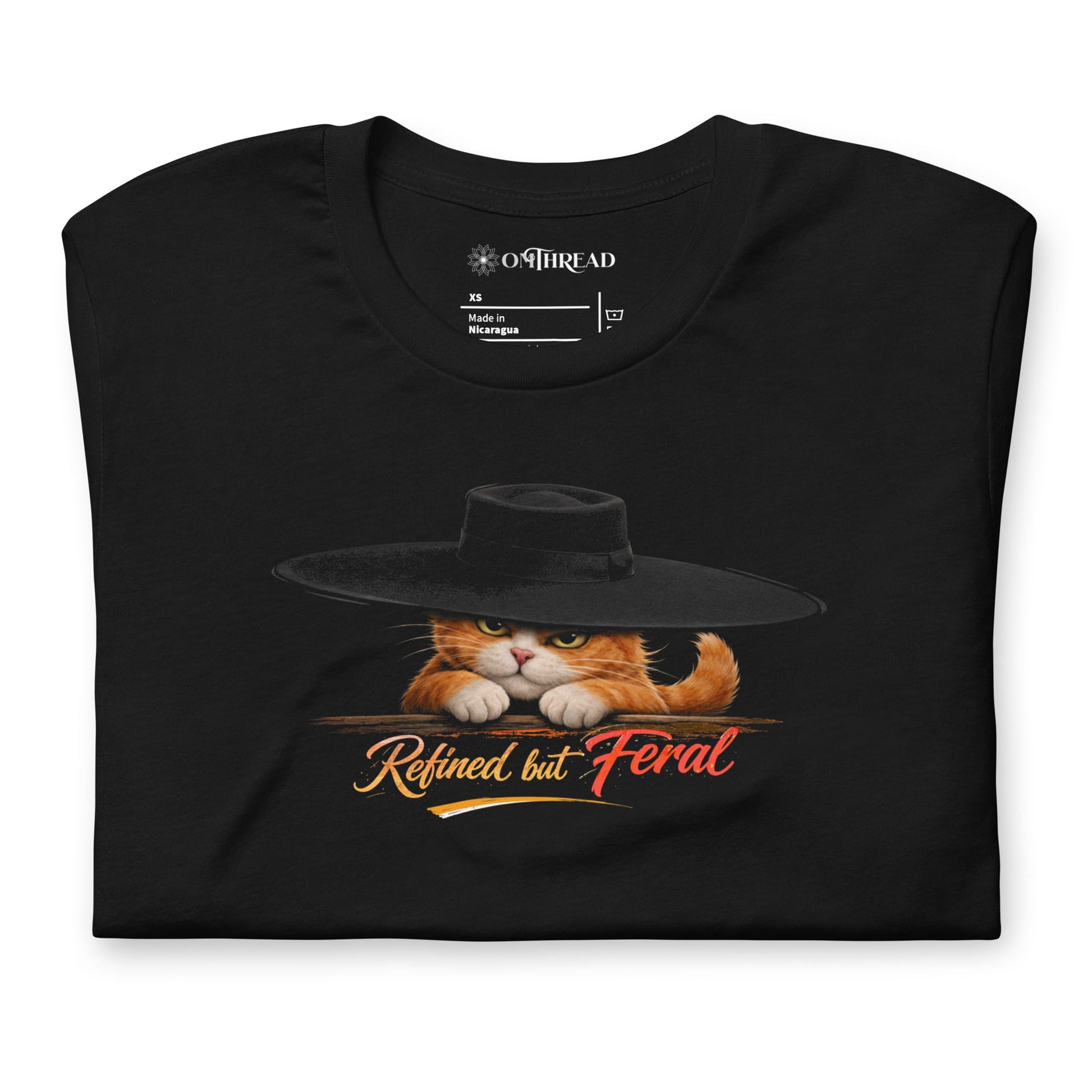 OMTHREAD Funny Orange Cat Refined but Feral Graphic T-Shirt