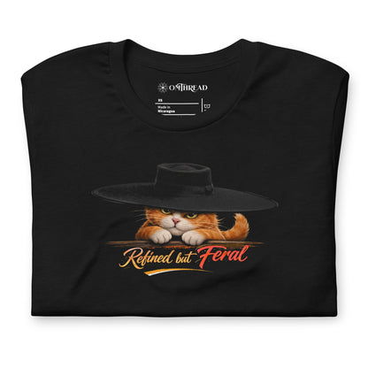 OMTHREAD Funny Orange Cat Refined but Feral Graphic T-Shirt