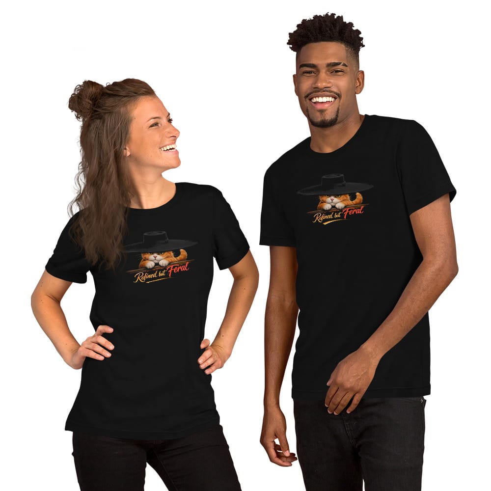 OMTHREAD Funny Orange Cat Refined but Feral Graphic T-Shirt