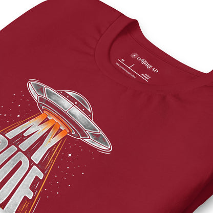 OMTHREAD Funny Orange Cat UFO Shirt Alien Cat Sci Fi My Ride Tee