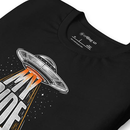 OMTHREAD Funny Orange Cat UFO Shirt Alien Cat Sci Fi My Ride Tee