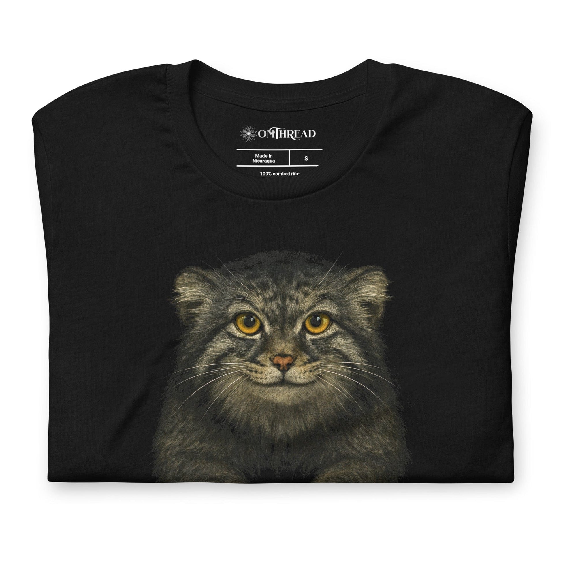 OMTHREAD Funny Pallas Cat Shirt Grumpy Wild Cat Vibe Tee for Animal Lovers