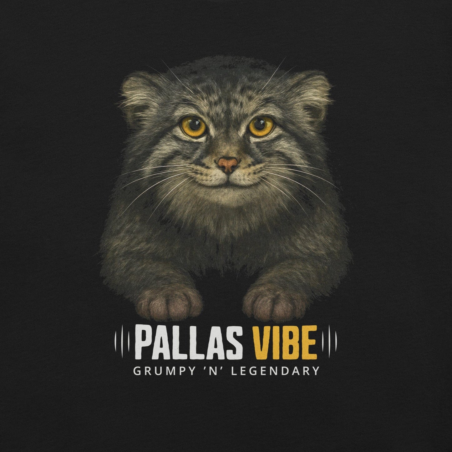 OMTHREAD Funny Pallas Cat Shirt Grumpy Wild Cat Vibe Tee for Animal Lovers