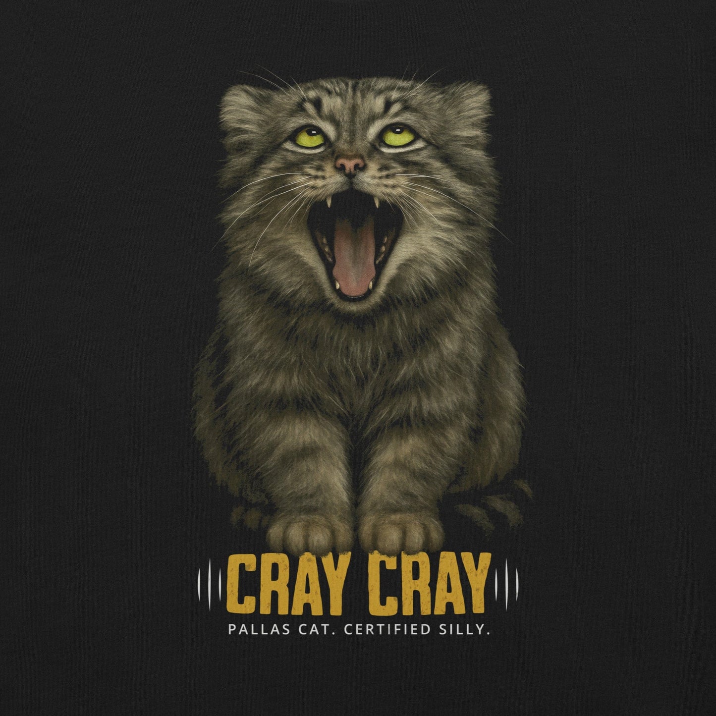 OMTHREAD Funny Pallas Cat T-Shirt Cray Cray Certified Silly for Wild Cat Lovers