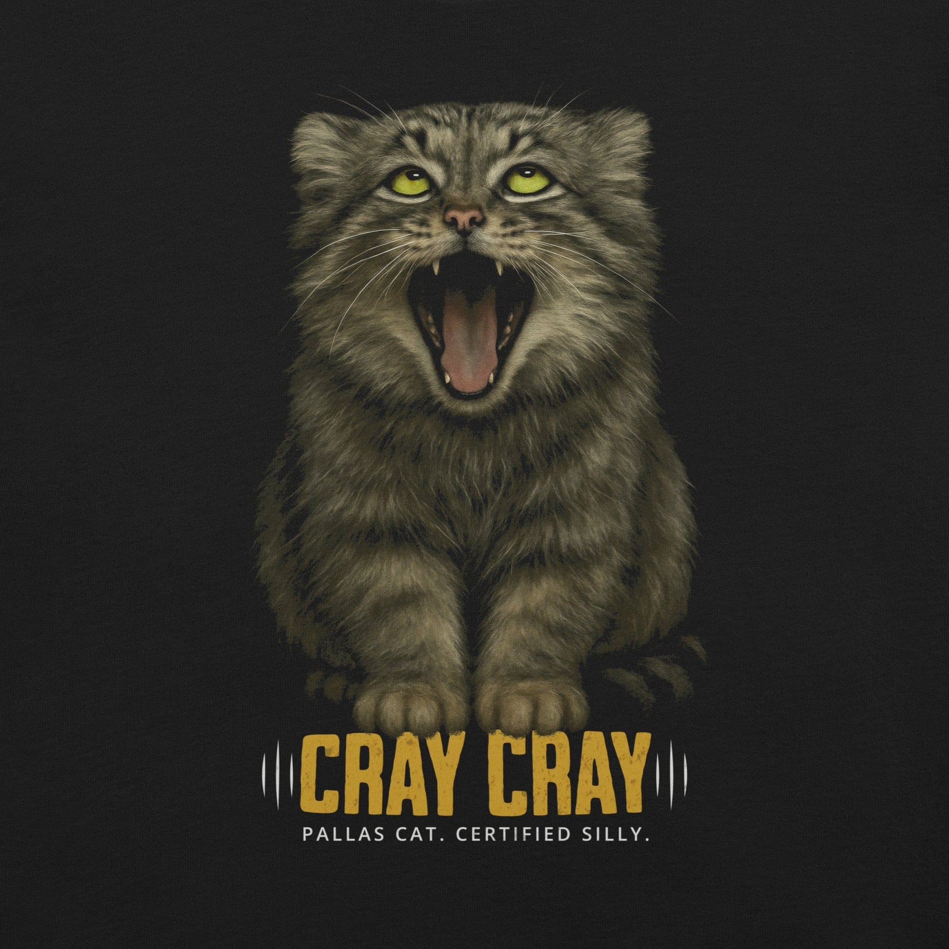 OMTHREAD Funny Pallas Cat T-Shirt Cray Cray Certified Silly for Wild Cat Lovers