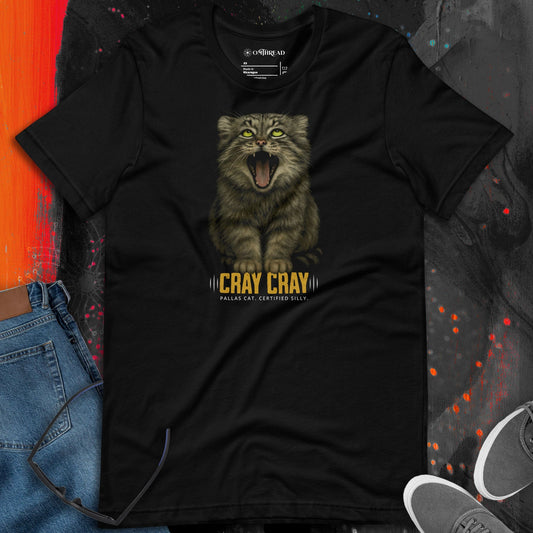 OMTHREAD Funny Pallas Cat T-Shirt Cray Cray Certified Silly for Wild Cat Lovers