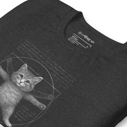 OMTHREAD Funny Purr-truvian Cat T-Shirt Vitruvian Kitten Da Vinci Parody