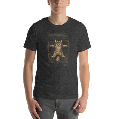 OMTHREAD Funny Purr-truvian Pallas Cat T-Shirt Vitruvian Manul Da Vinci Parody