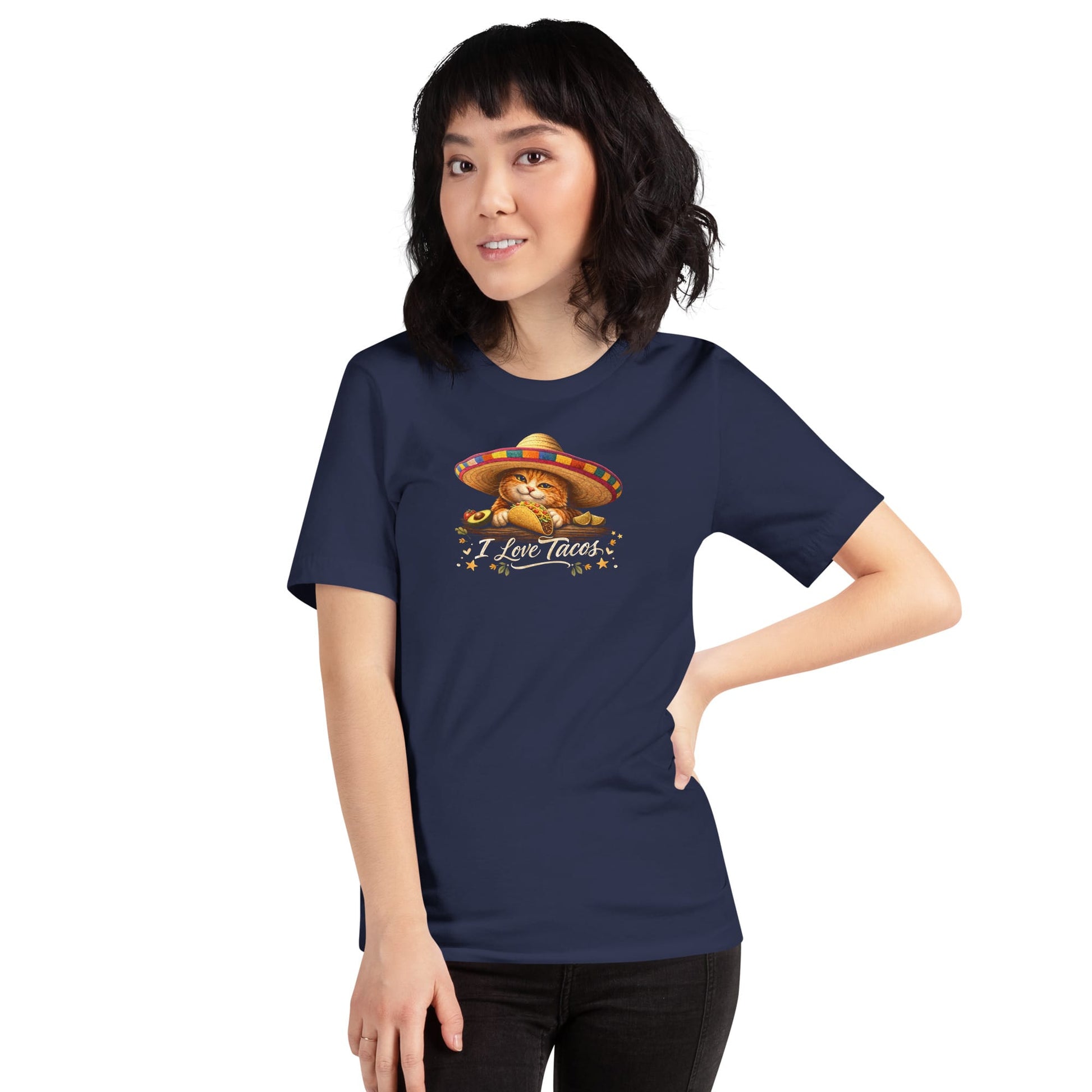 OMTHREAD Funny Taco Cat Shirt Orange Cat Taco Lover T-Shirt