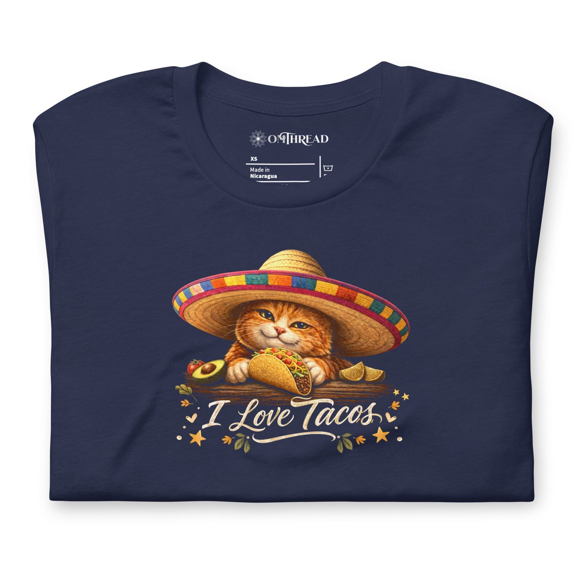 OMTHREAD Funny Taco Cat Shirt Orange Cat Taco Lover T-Shirt
