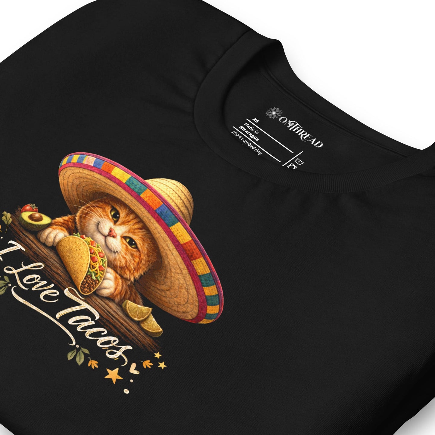 OMTHREAD Funny Taco Cat Shirt Orange Cat Taco Lover T-Shirt
