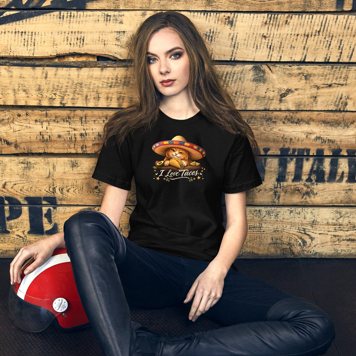 OMTHREAD Funny Taco Cat Shirt Orange Cat Taco Lover T-Shirt