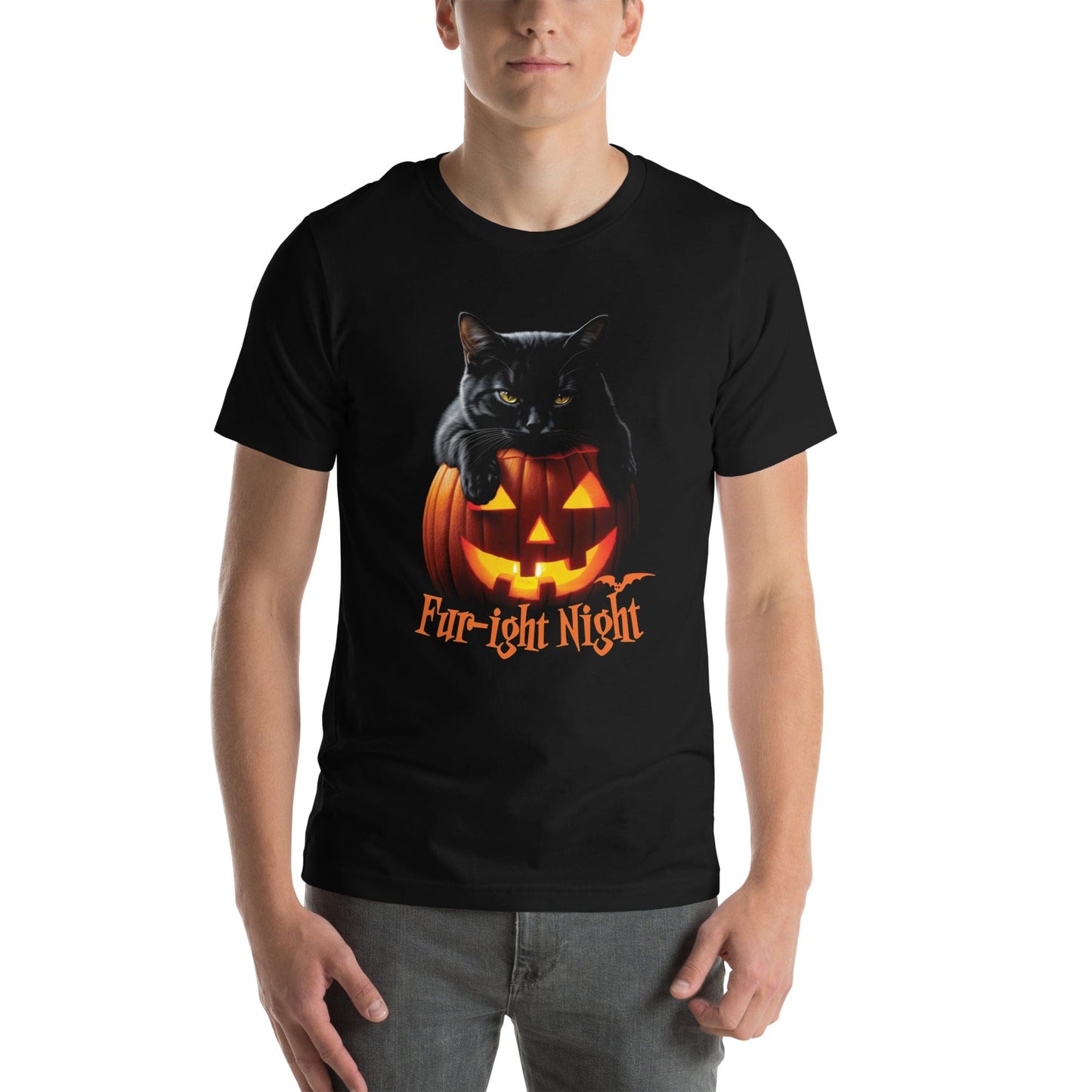 OMTHREAD Fur-ight Night Black Cat Halloween Tee