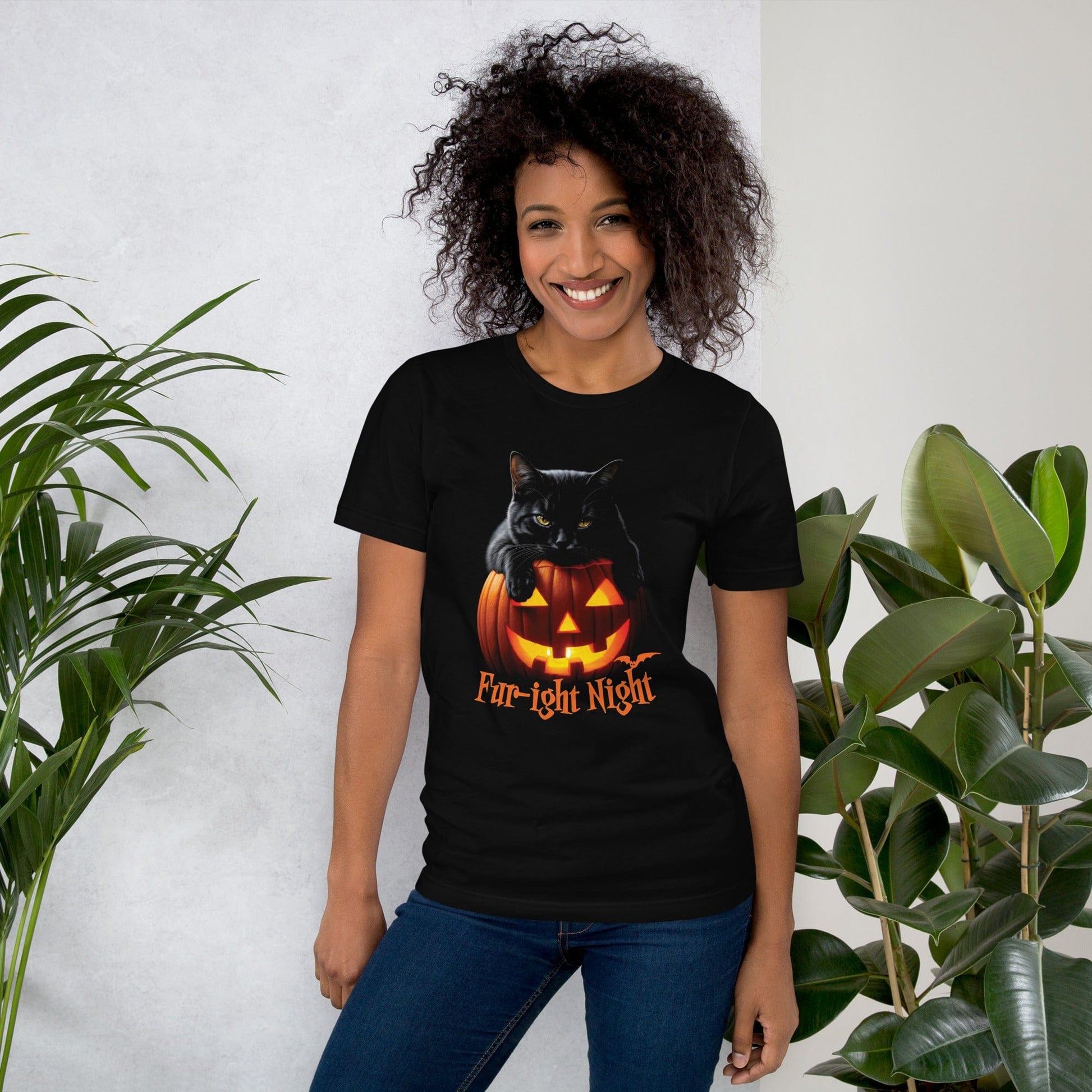 OMTHREAD Fur-ight Night Black Cat Halloween Tee