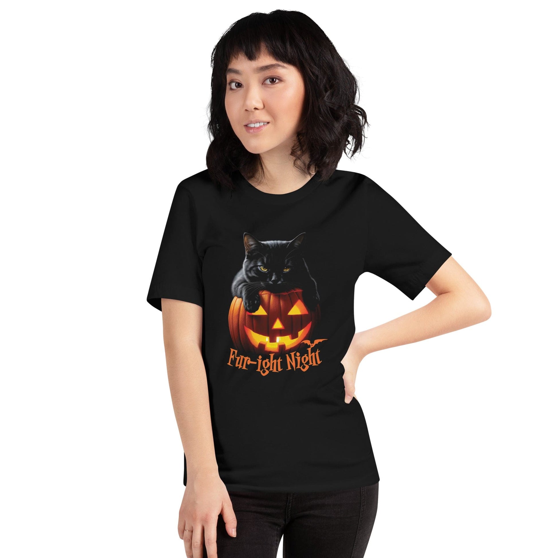 OMTHREAD Fur-ight Night Black Cat Halloween Tee