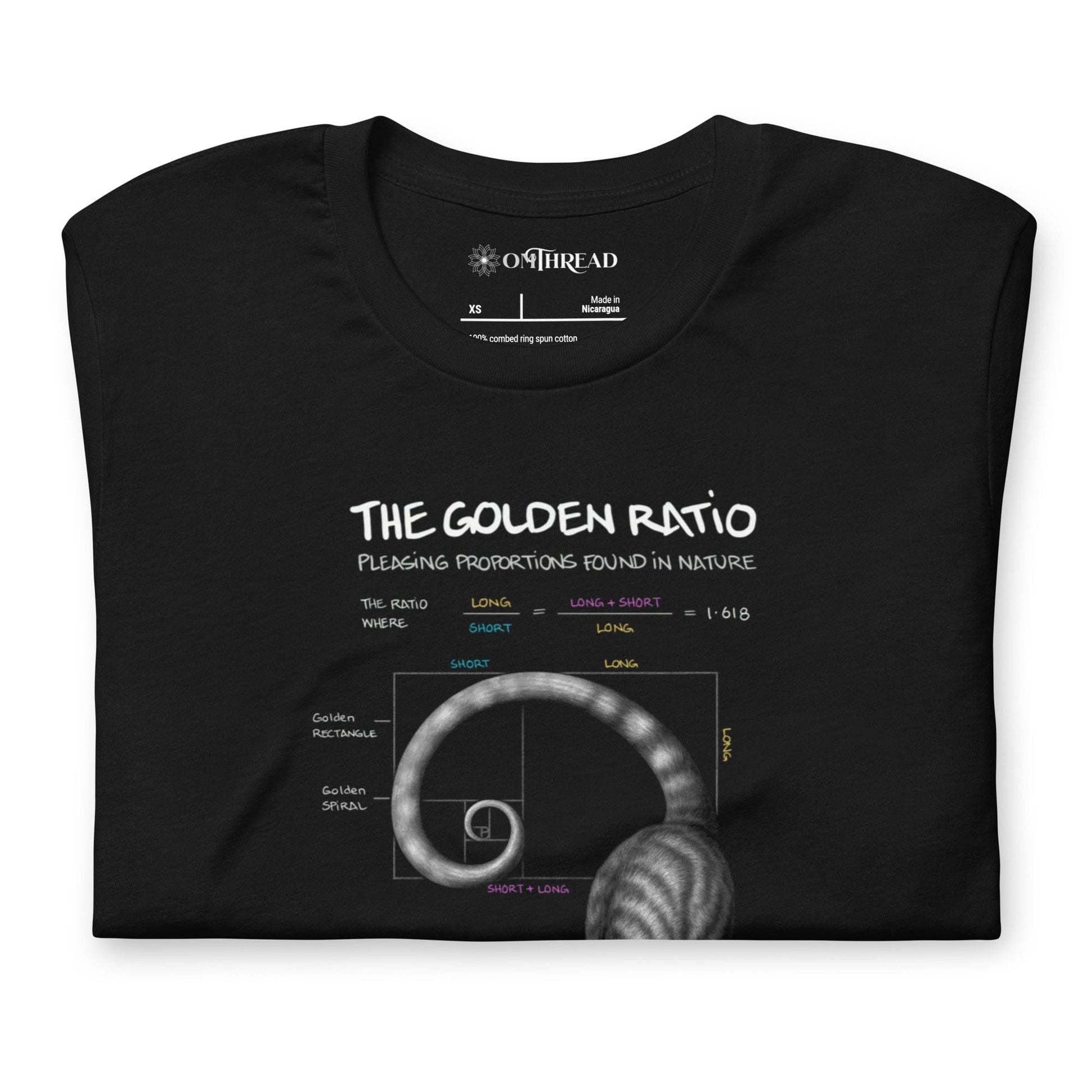 OMTHREAD Golden Ratio Cat T-Shirt for Math and Nature Lovers