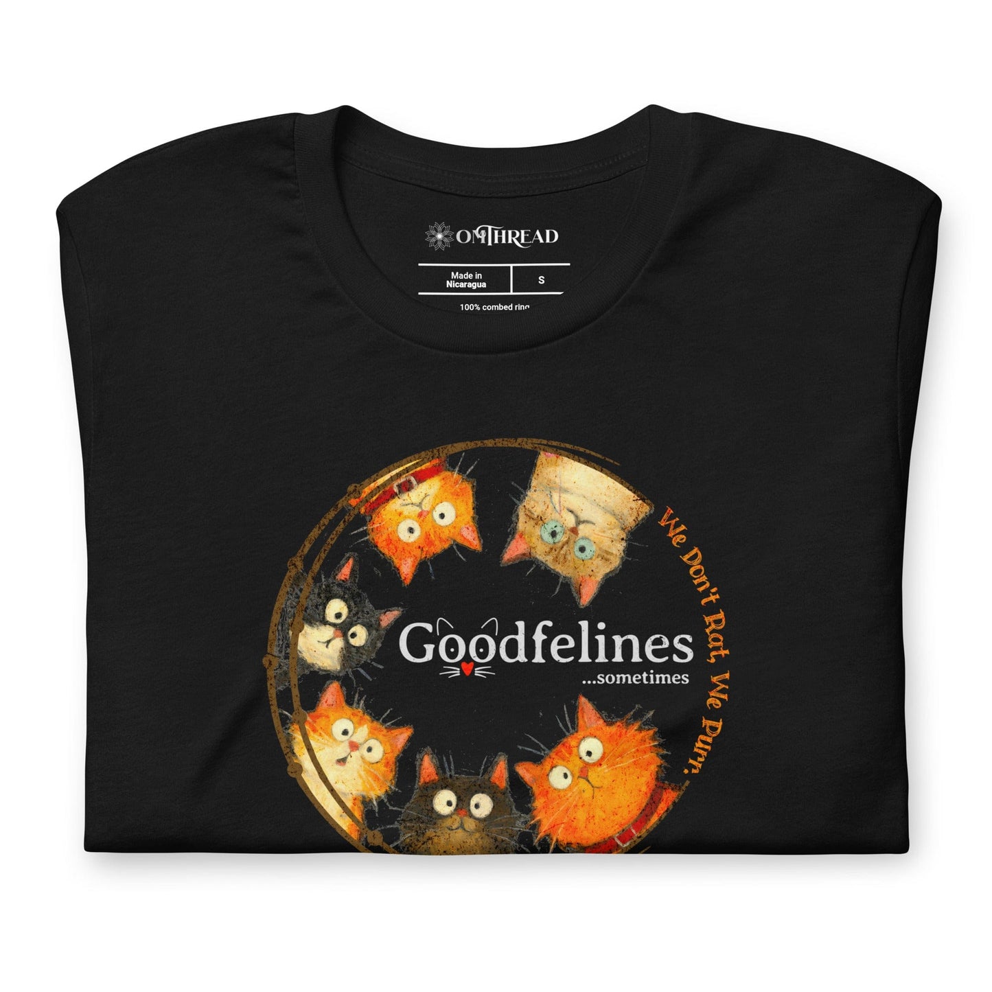 OMTHREAD Goodfelines Cat Club T-Shirt, We Don’t Rat, We Purr