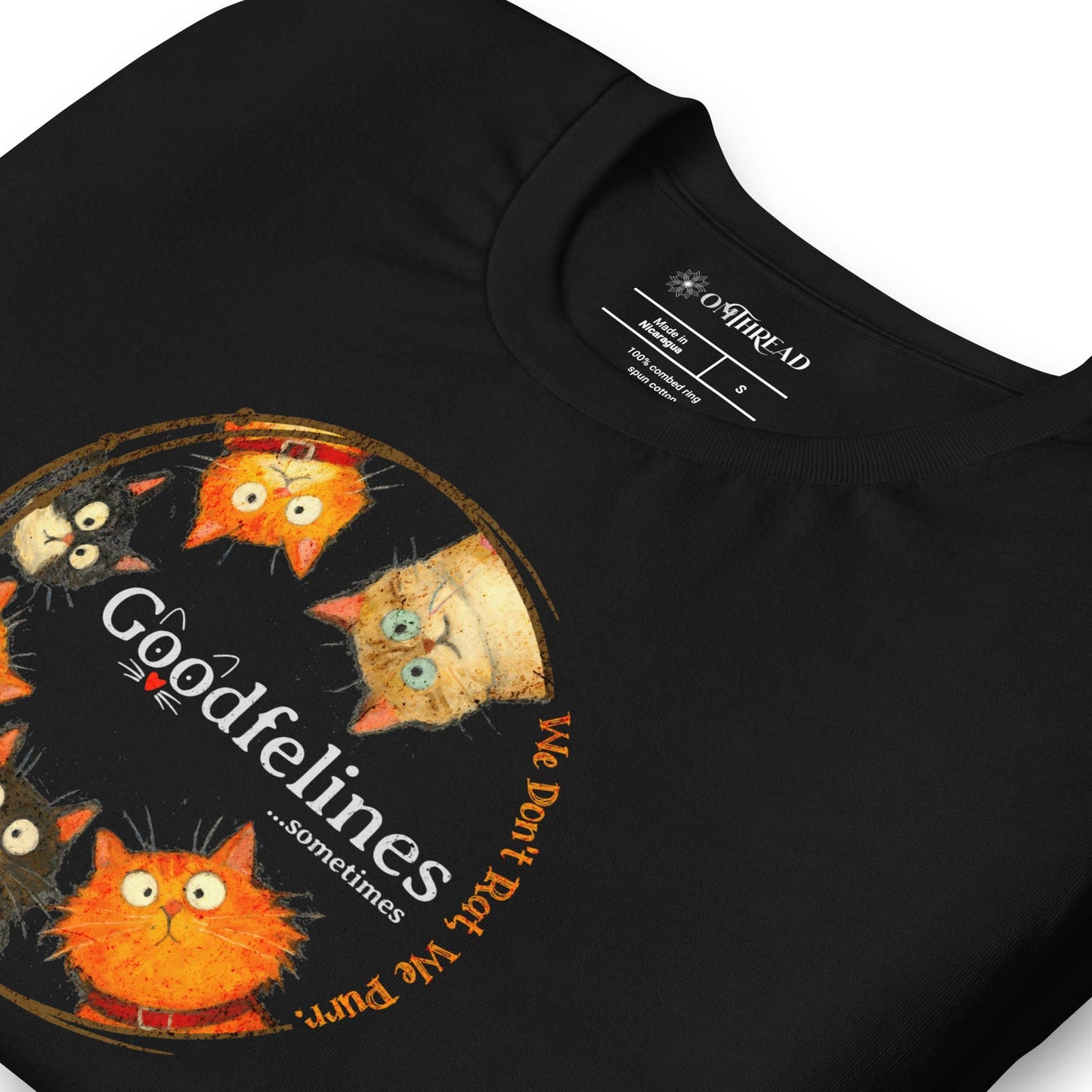 OMTHREAD Goodfelines Cat Club T-Shirt, We Don’t Rat, We Purr