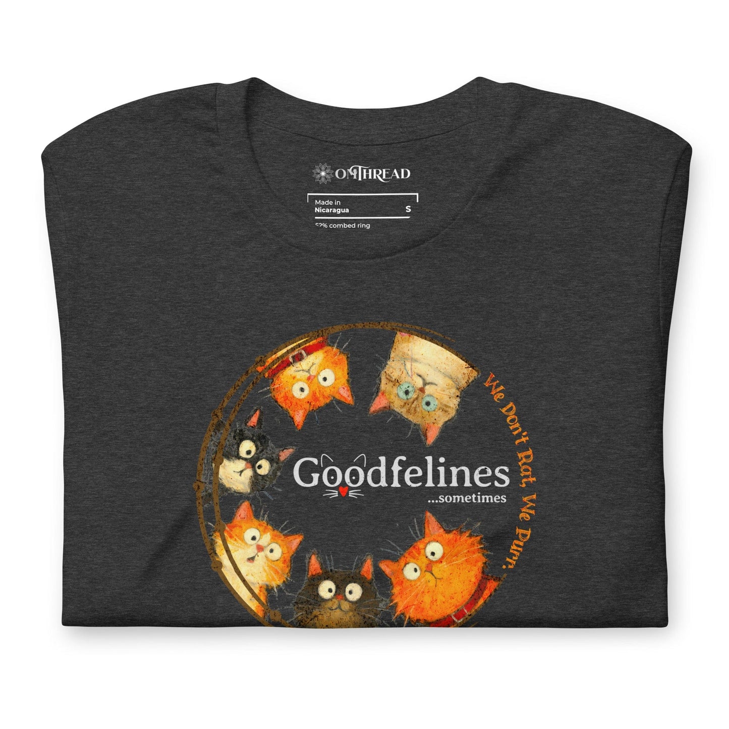 OMTHREAD Goodfelines Cat Club T-Shirt, We Don’t Rat, We Purr