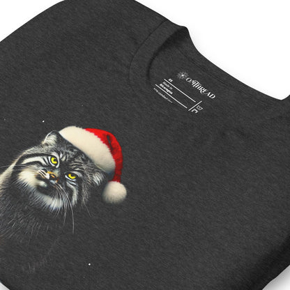 OMTHREAD Grinchy Pallas Cat Christmas T-Shirt | Funny Holiday Wildlife Tee | Grumpy Cat Lover Gift | Unique Conservation-Themed Christmas Shirt