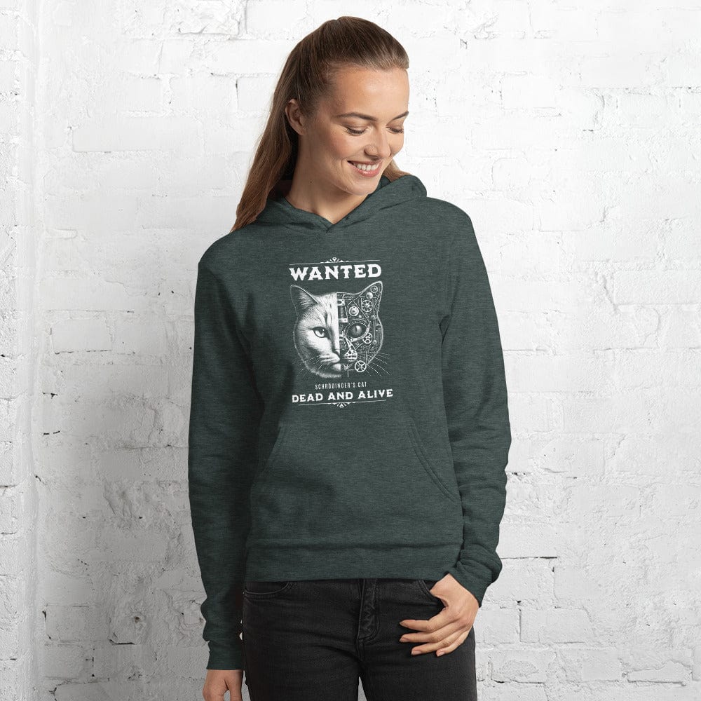 OMTHREAD Heather Forest / S Schrödinger's Cat: Wanted Dead and Alive Unisex Hoodie