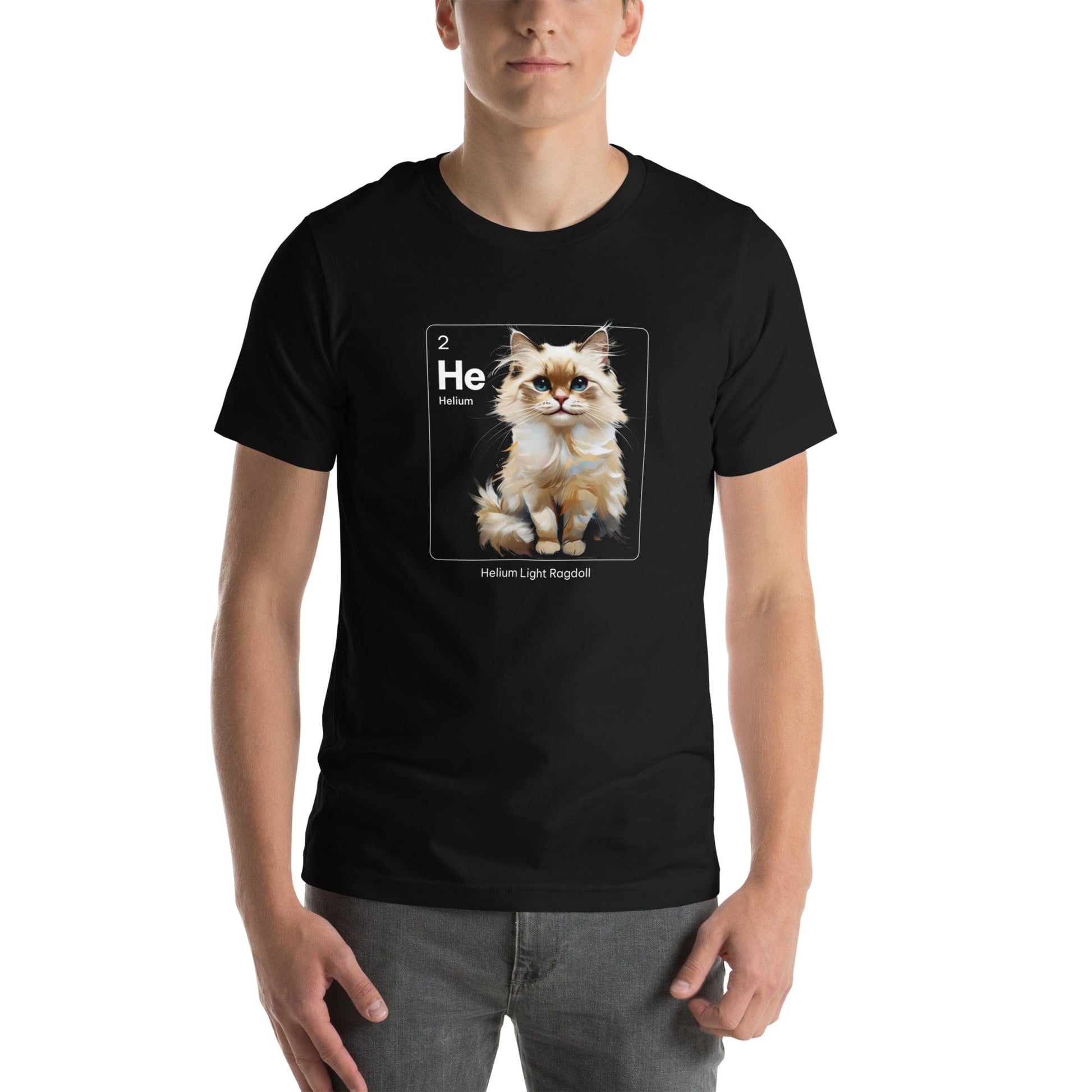 OMTHREAD Helium Light Ragdoll Cat Tee | He Element Chemistry Shirt | Playful Cat Lover Gift