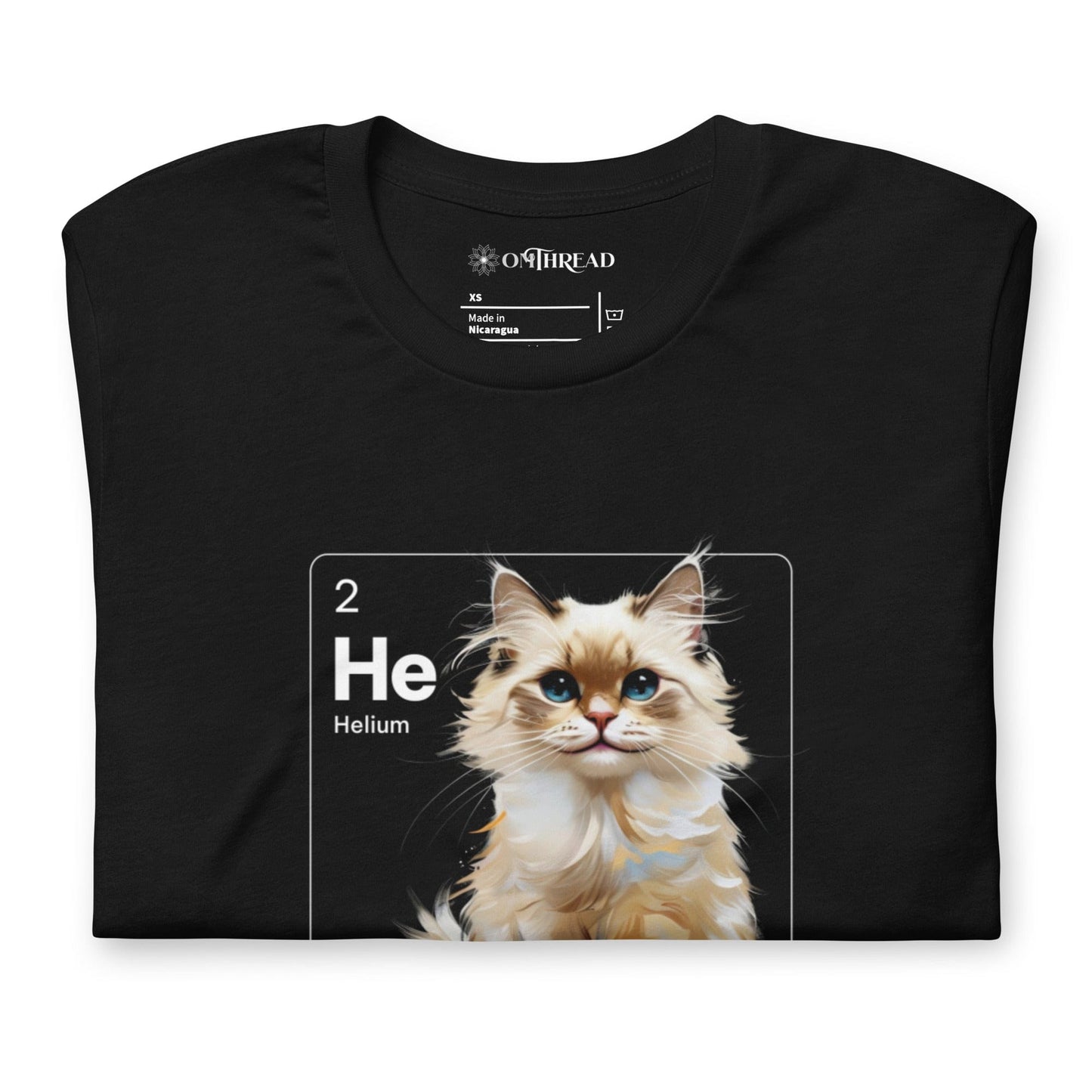 OMTHREAD Helium Light Ragdoll Cat Tee | He Element Chemistry Shirt | Playful Cat Lover Gift