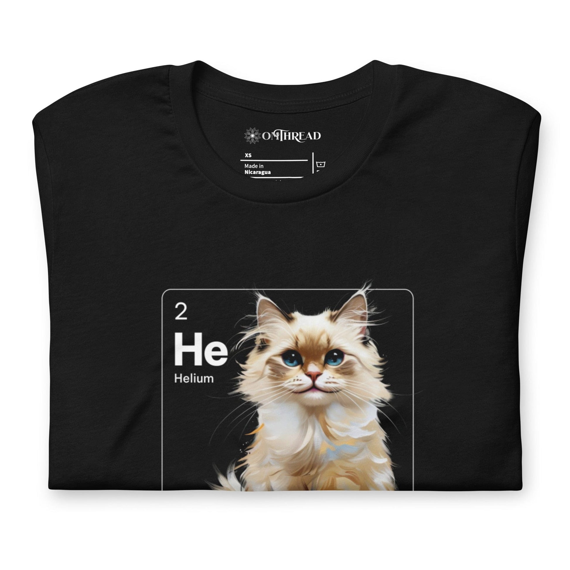 OMTHREAD Helium Light Ragdoll Cat Tee | He Element Chemistry Shirt | Playful Cat Lover Gift