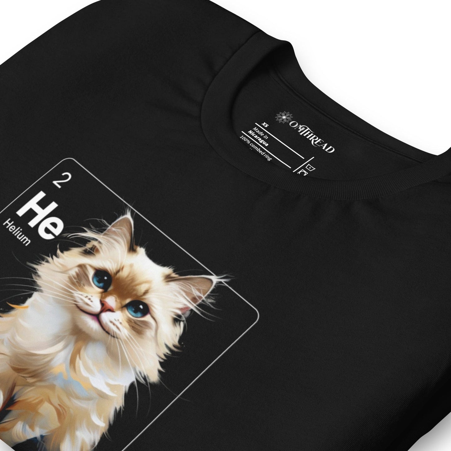 OMTHREAD Helium Light Ragdoll Cat Tee | He Element Chemistry Shirt | Playful Cat Lover Gift