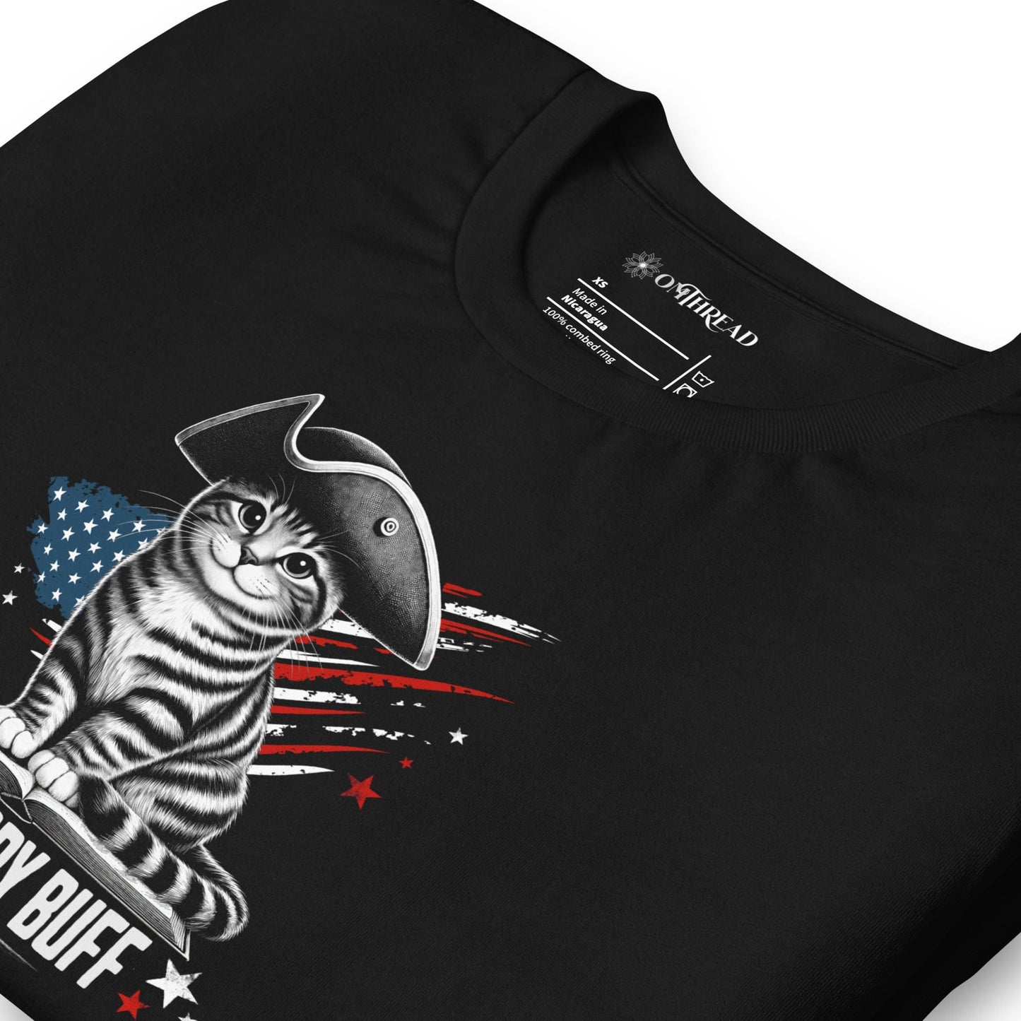 OMTHREAD Hiss-tory Buff Patriotic Cat Shirt July 4 Tee