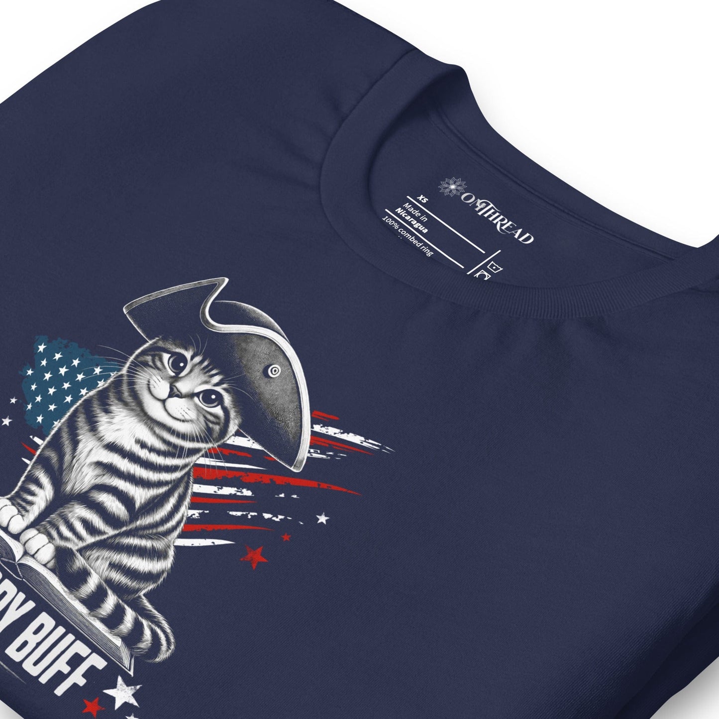 OMTHREAD Hiss-tory Buff Patriotic Cat Shirt July 4 Tee