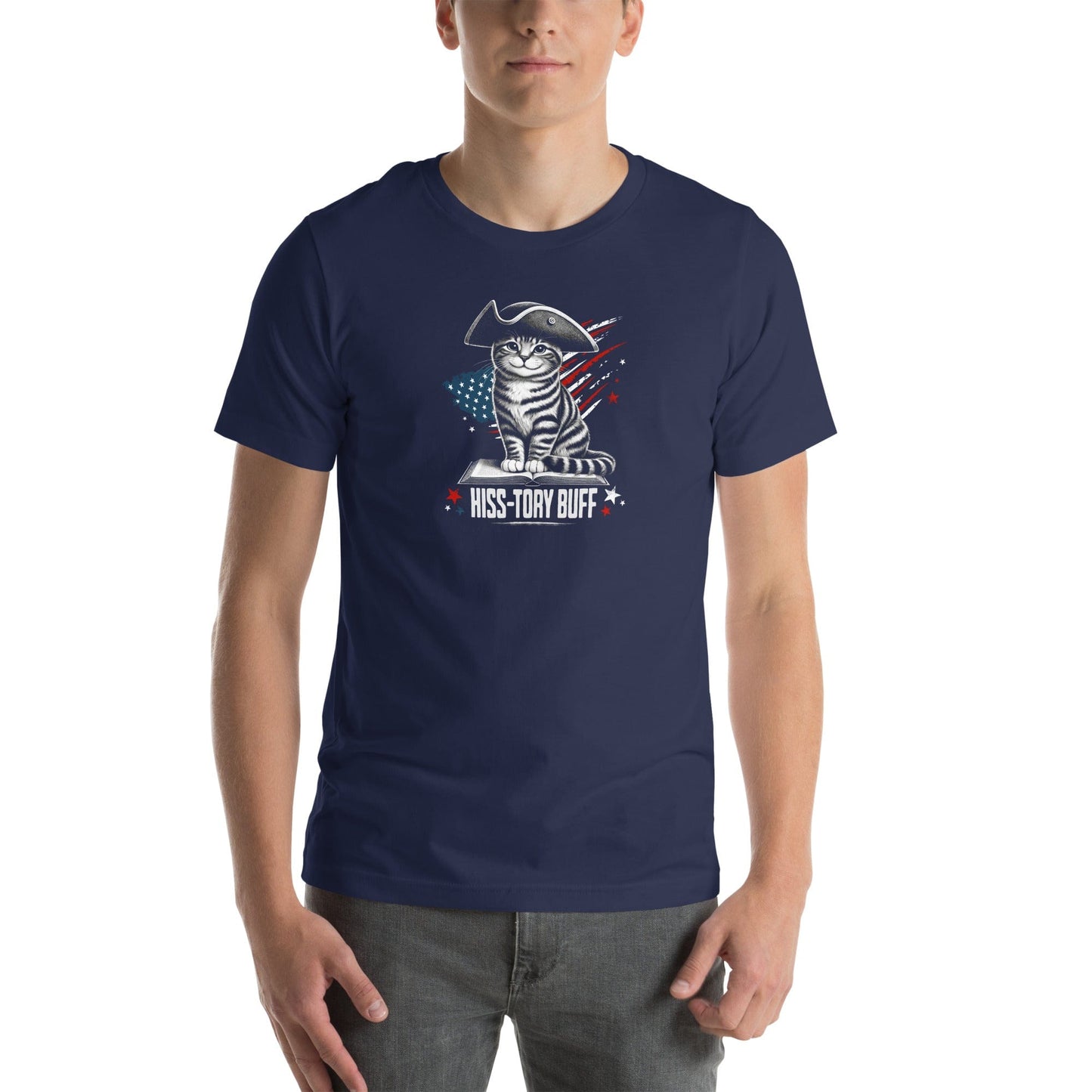OMTHREAD Hiss-tory Buff Patriotic Cat Shirt July 4 Tee