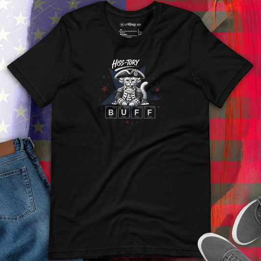 OMTHREAD History Buff Cat Shirt HISS-TORY BUFF Graphic Tee