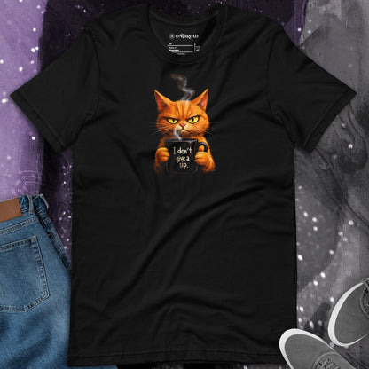 OMTHREAD I Don’t Give a Sip Cat Shirt Funny Orange Coffee Cat Lover Tee