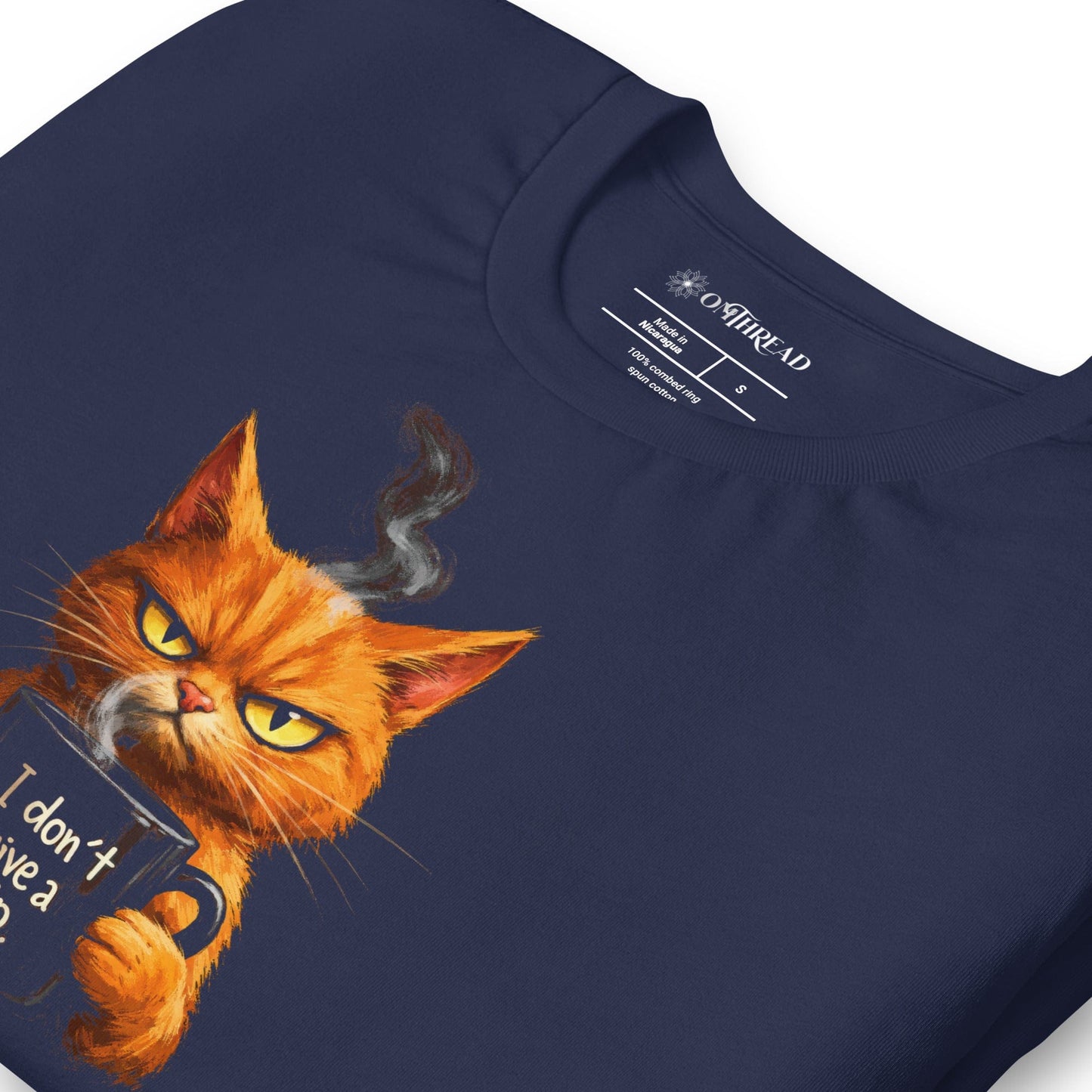 OMTHREAD I Don’t Give a Sip Cat Shirt Funny Orange Coffee Cat Lover Tee