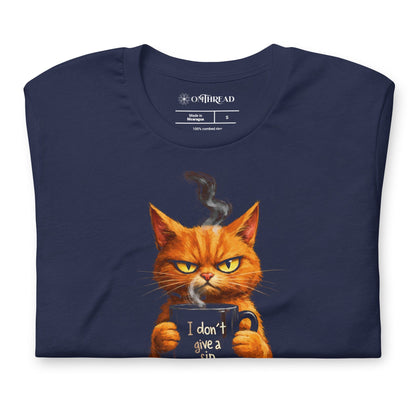 OMTHREAD I Don’t Give a Sip Cat Shirt Funny Orange Coffee Cat Lover Tee