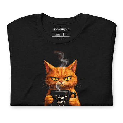 OMTHREAD I Don’t Give a Sip Cat Shirt Funny Orange Coffee Cat Lover Tee
