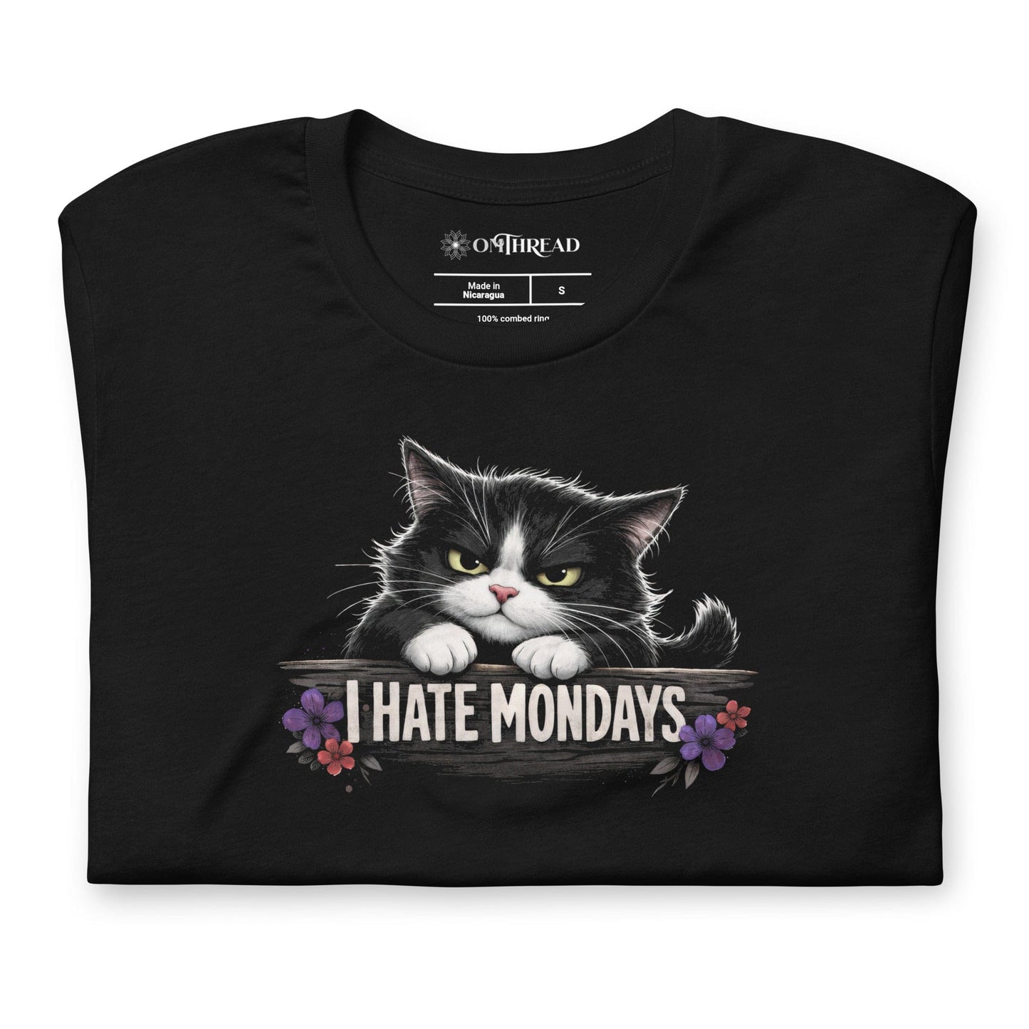 OMTHREAD I Hate Mondays Grumpy Tuxedo Cat Shirt